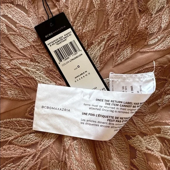 BCBGMaxAzria Dusty Rose Embroidered Leaf Tulle Dress - Picture 6 of 6